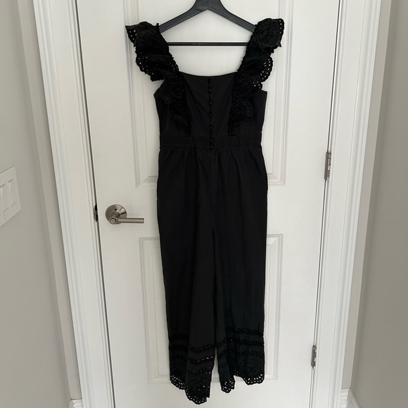 Madewell Eyelet Frilled-Strap Jumpsuit in Black - Picture 2 of 9